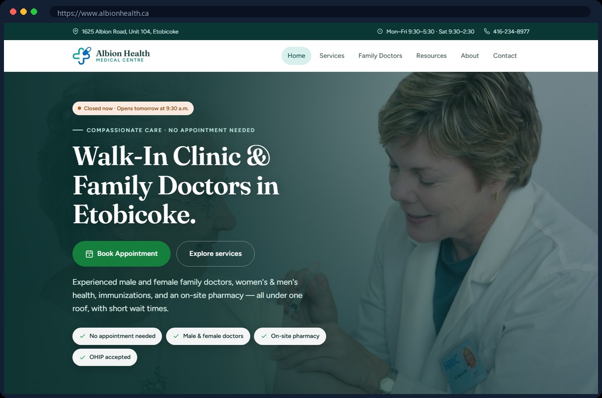 Albion Health Medical Centre website